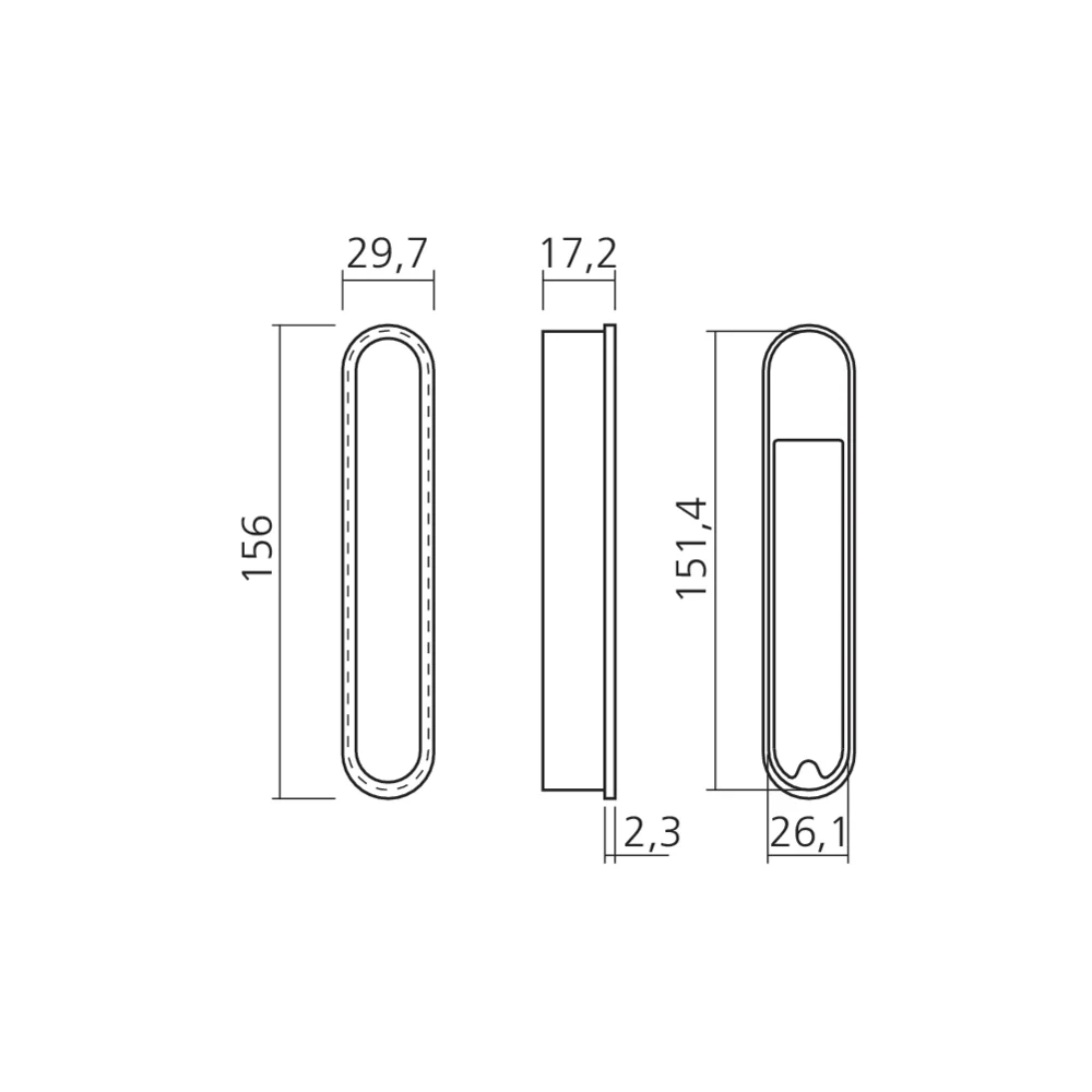 Poignée de chant pour porte coulissante