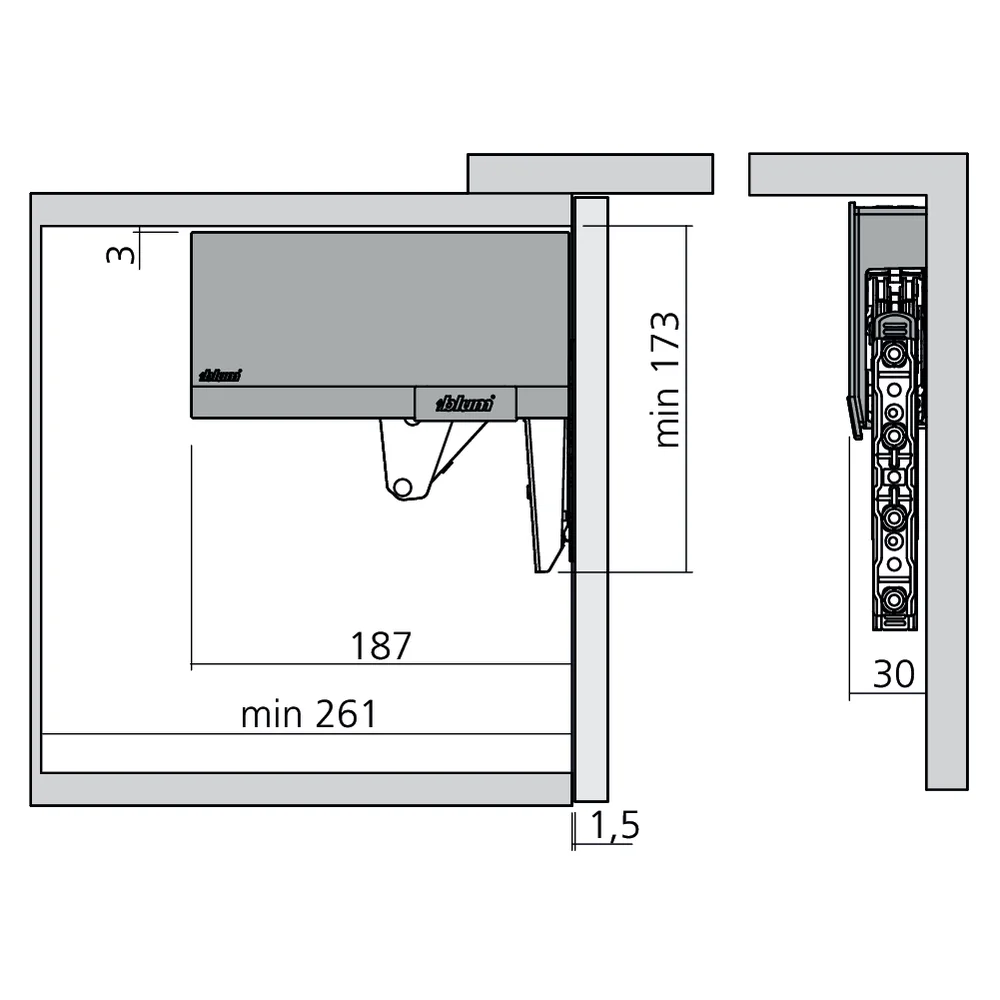Réservoirs de force AVENTOS HK top fixation à visser