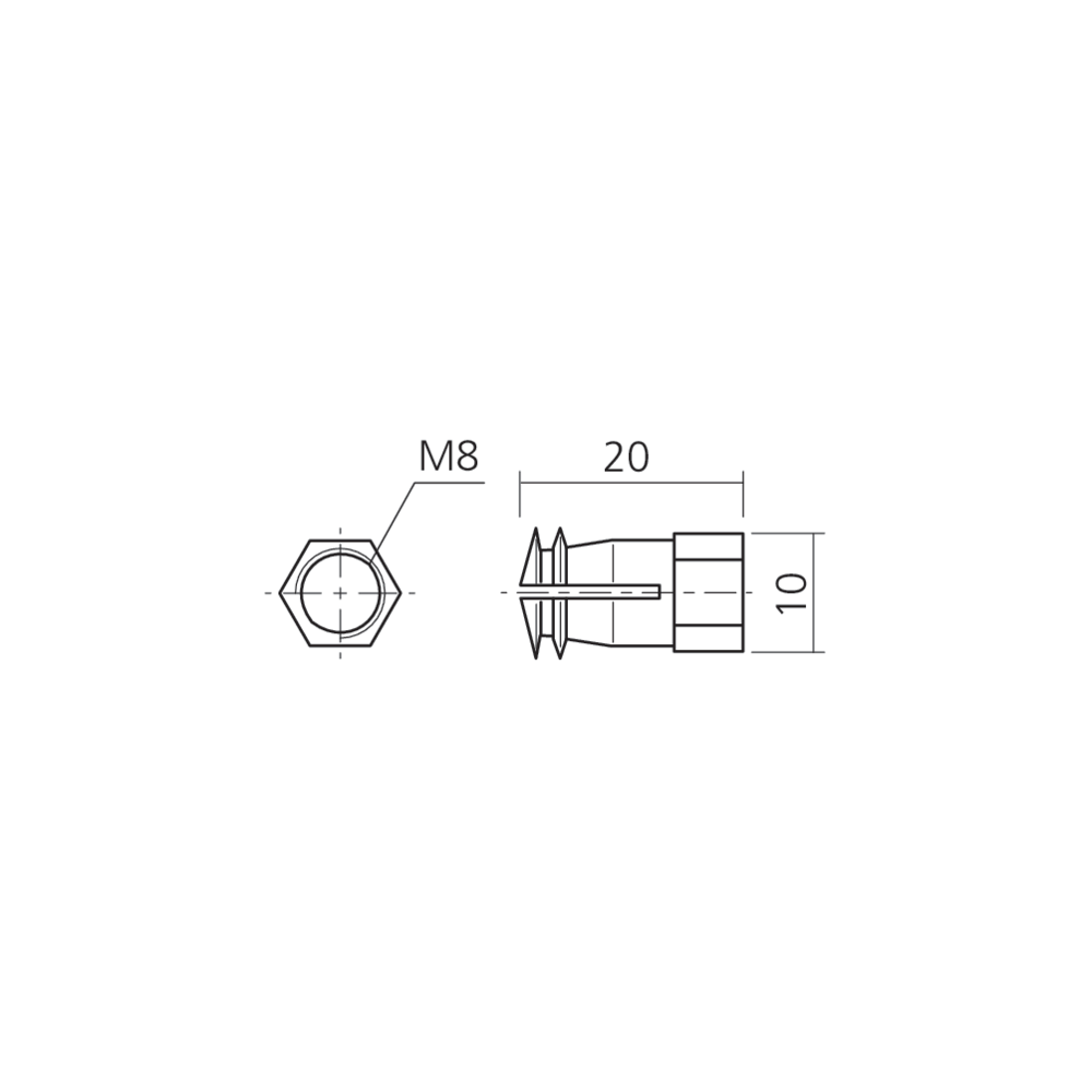 Ecrou à expansion M8