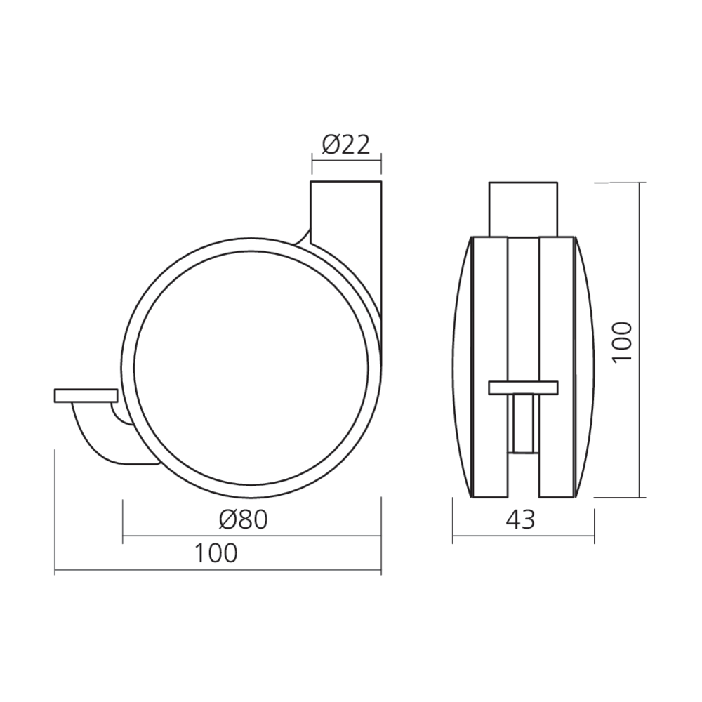 Roulette double galet à frein DISKY