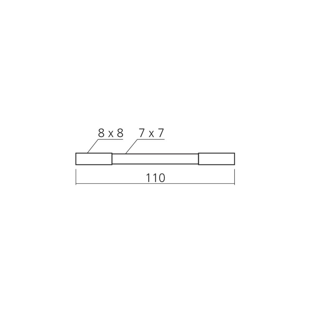 Tige carrée de 7 mm + 2 fourreaux de 8 mm
