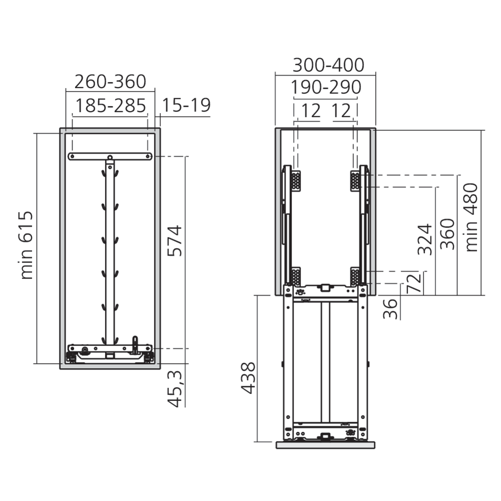 Cadre coulissant bas DISPENSA Junior III