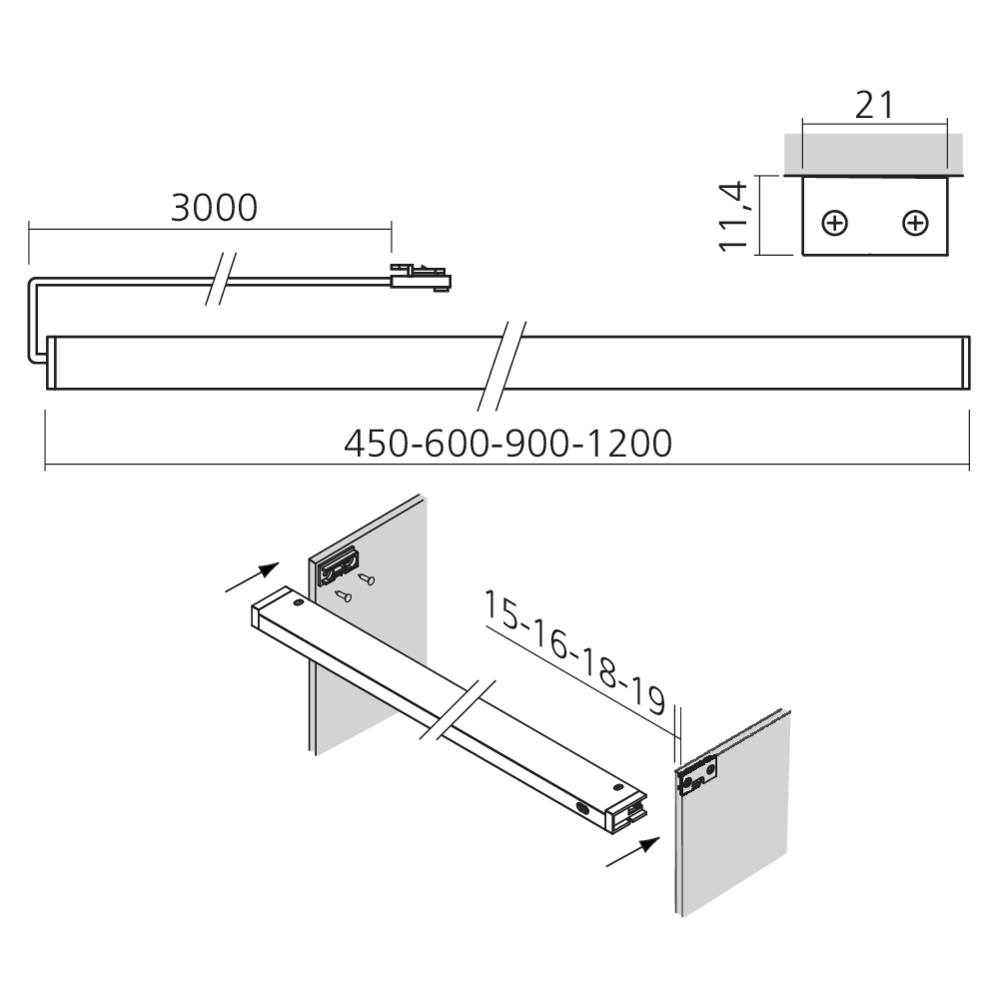 Réglette LED 12 V DC avec interrupteur infrarouge