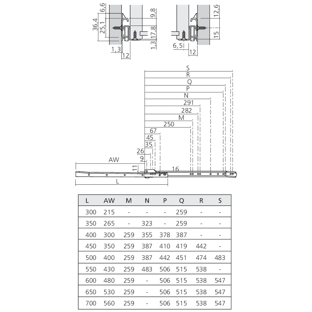 Coulisses de tiroir sortie simple 35 kg