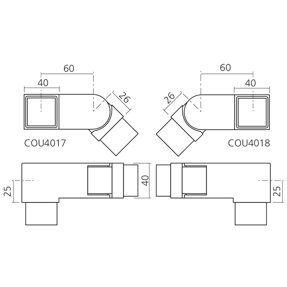 Coude d'angle orientable SQUARE-LINE carré