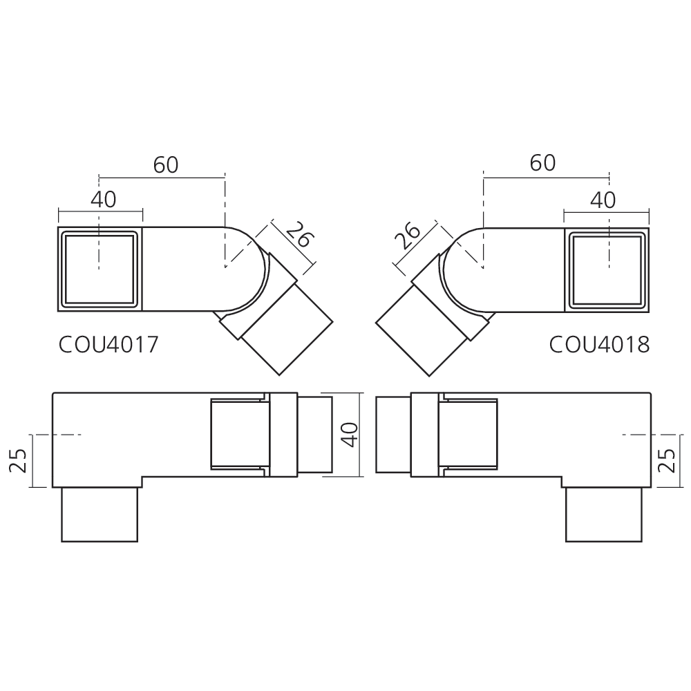 Coude d'angle orientable SQUARE-LINE carré