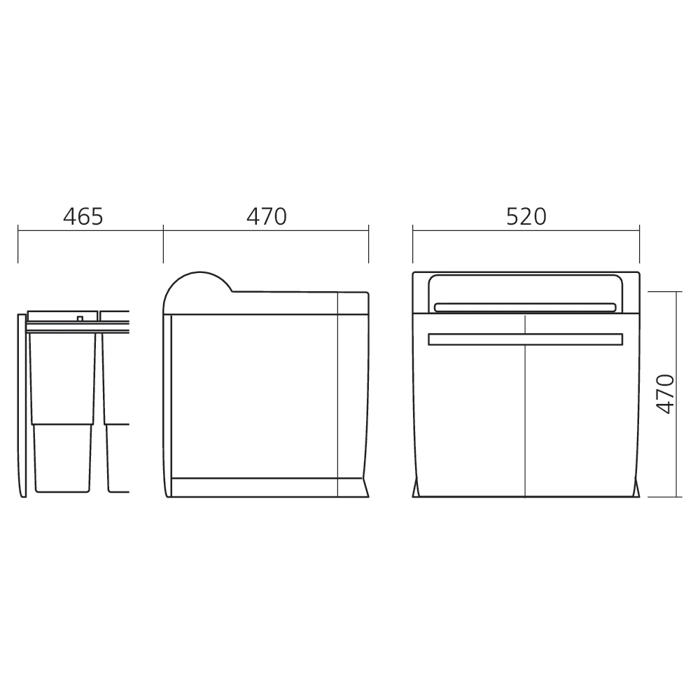 Poubelle coulissante tri sélectif 50 L