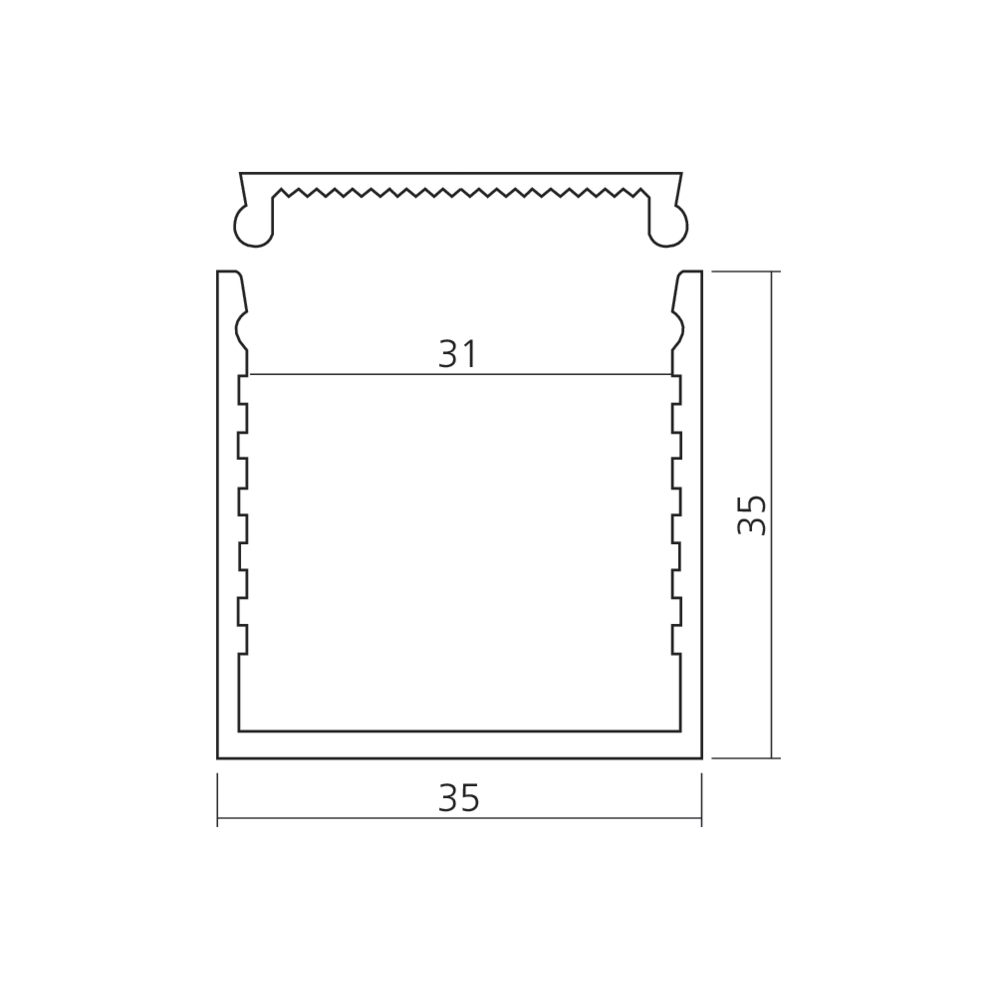 Profil 35x35 sans rebord