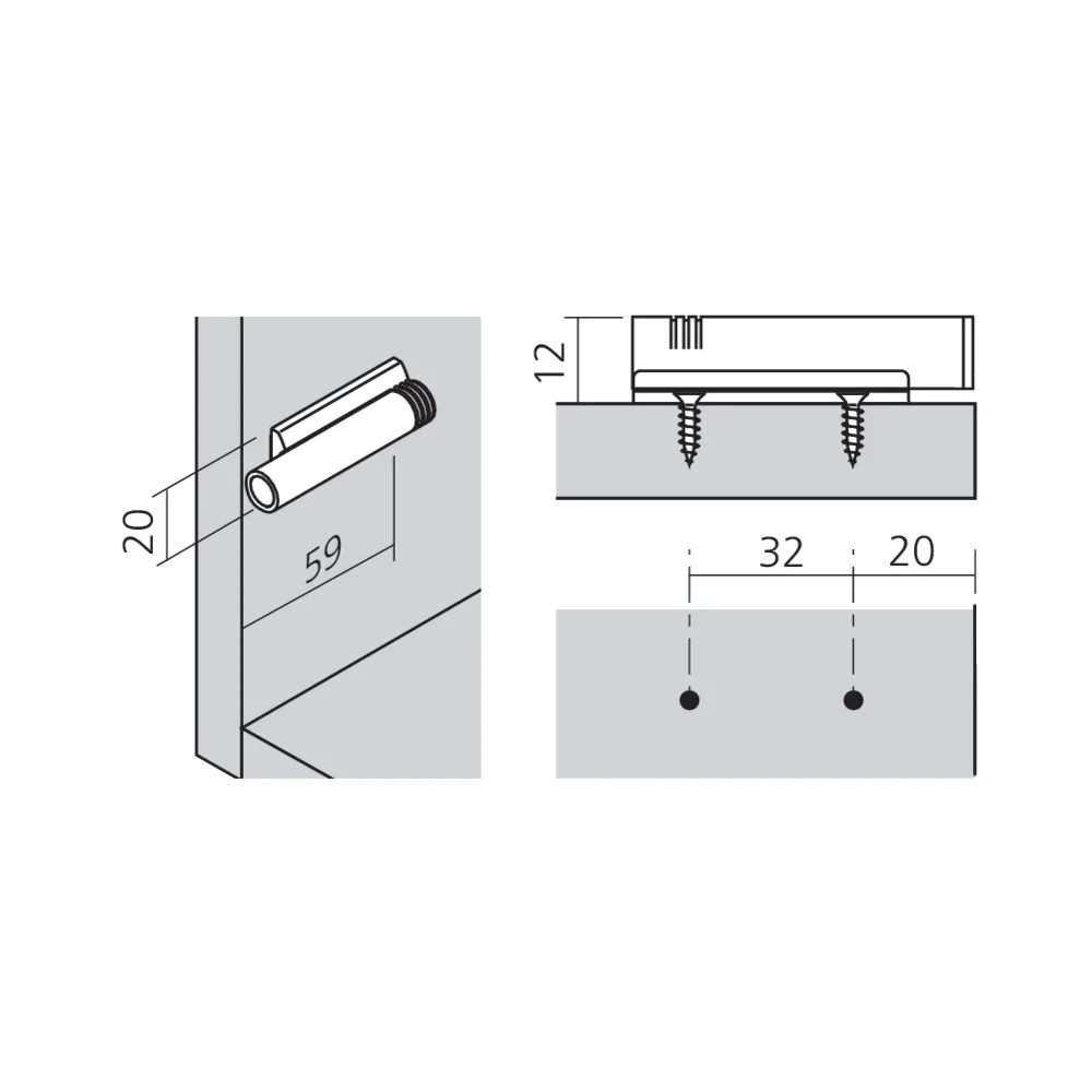 Support droit à visser
