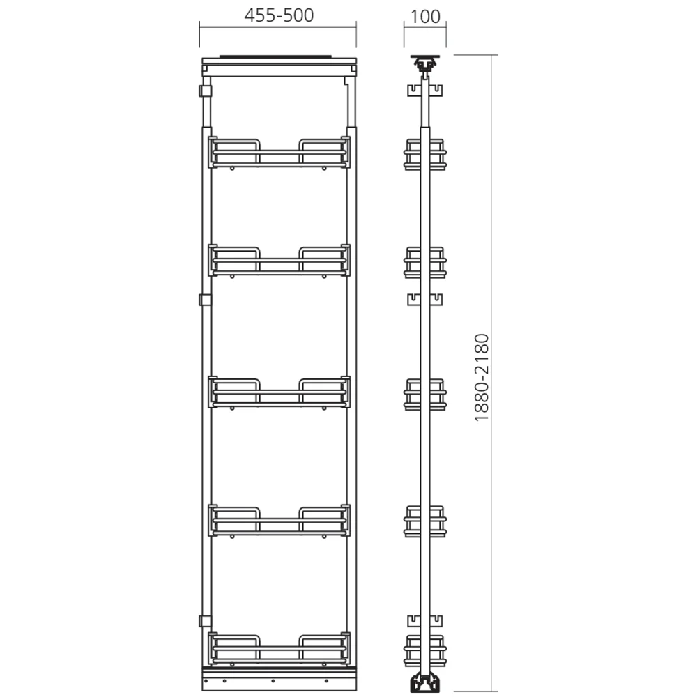 Ensemble coulissant étroit pour colonne