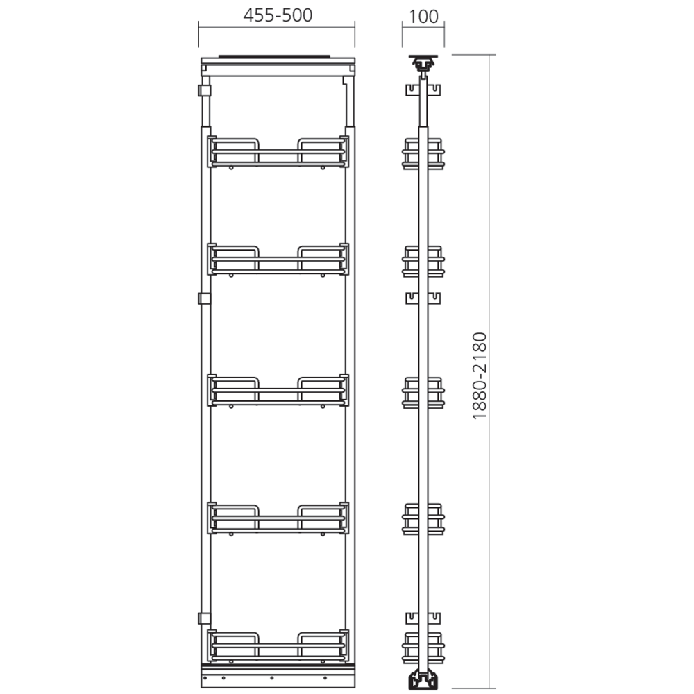 Ensemble coulissant étroit pour colonne