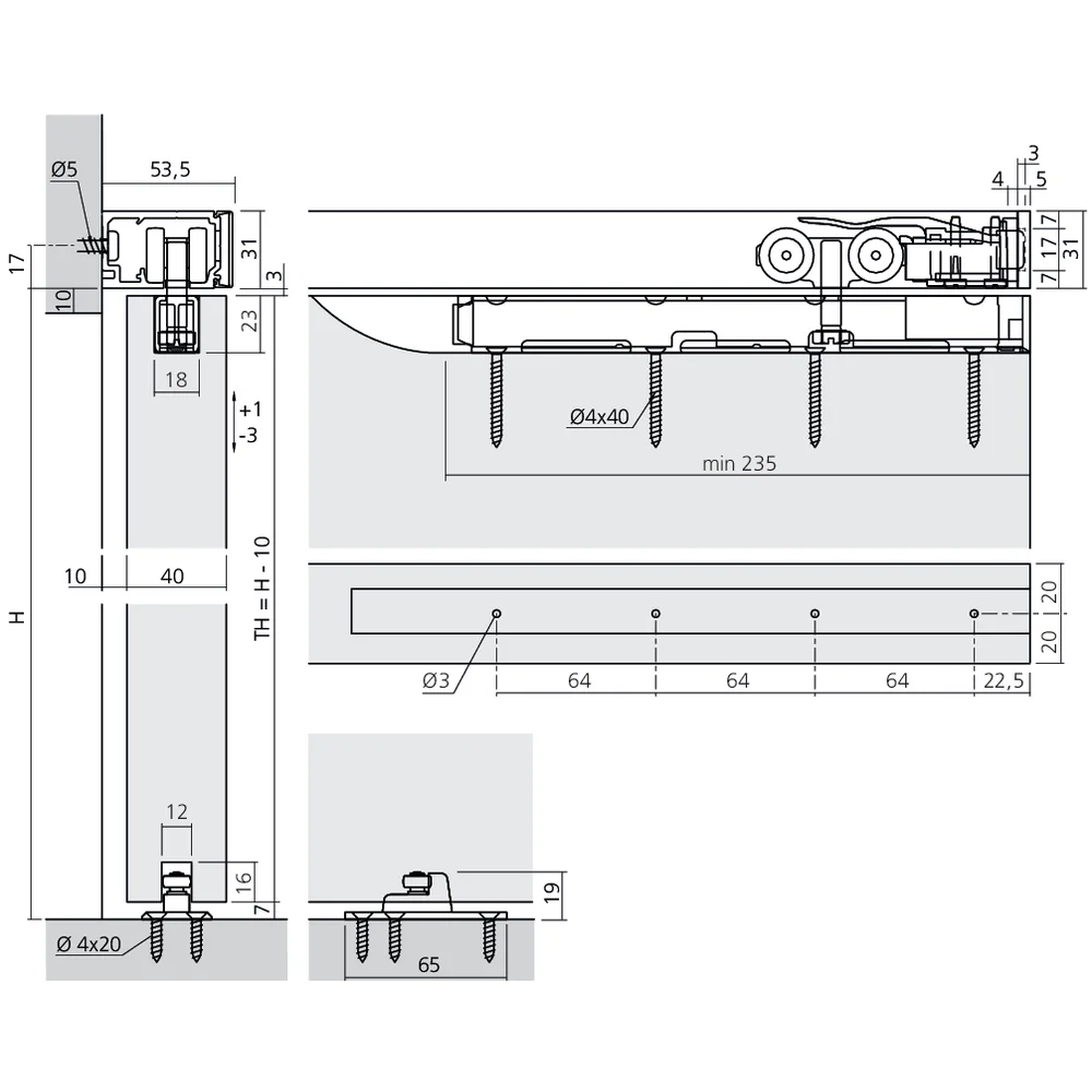 Garniture 1 porte PORTA 100 HMD
