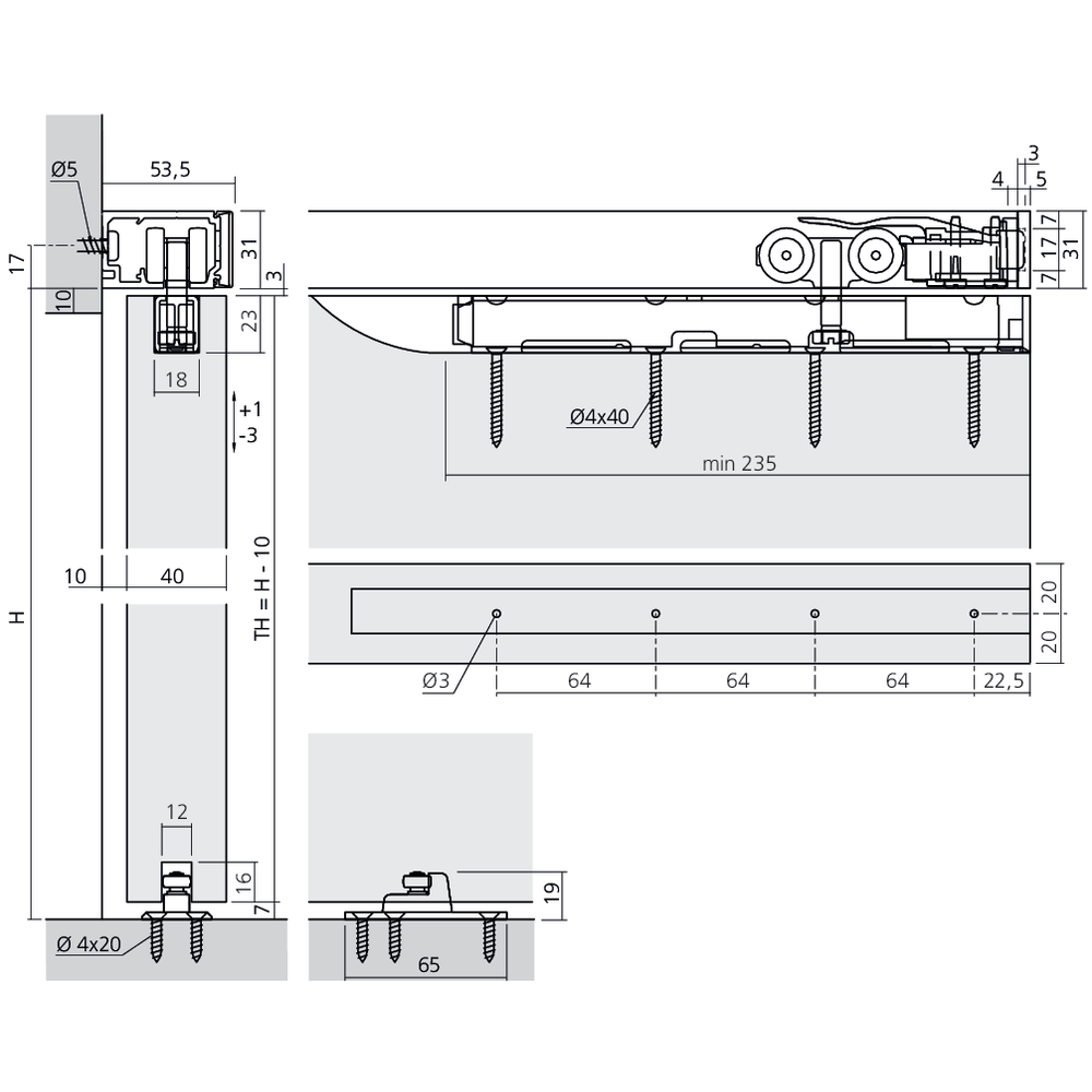 Garniture 1 porte PORTA 100 HMD