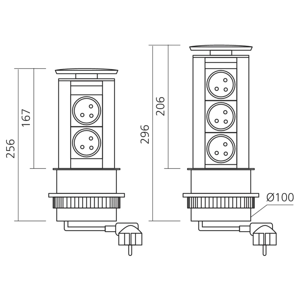 Bloc prises encastrable diamètre 100