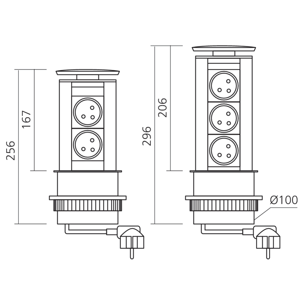 Bloc prises encastrable diamètre 100