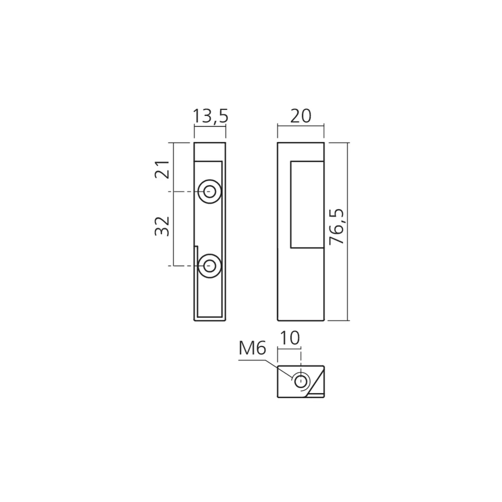 Support pour tube rectangulaire
