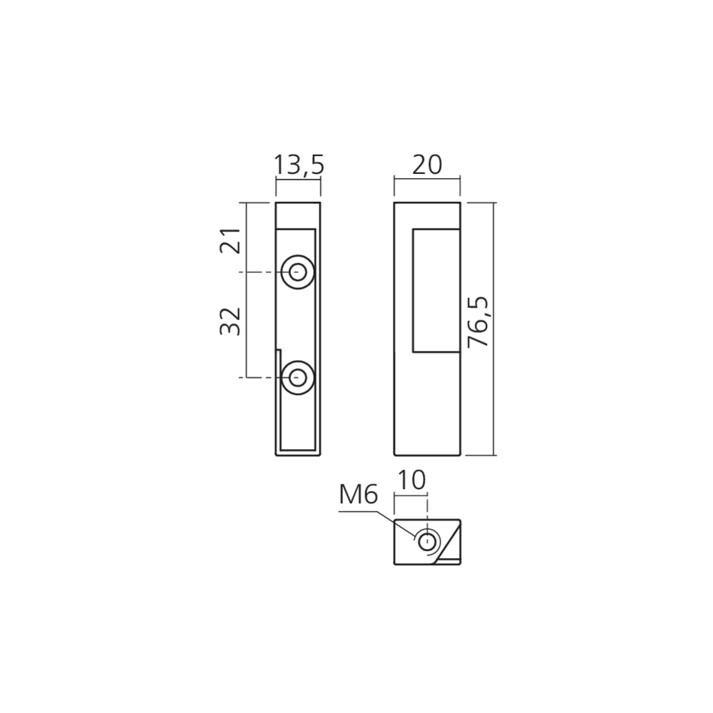 Support pour tube rectangulaire