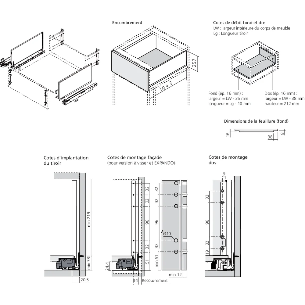 LÉGRABOX TIP-ON blanc soie mat hauteur F