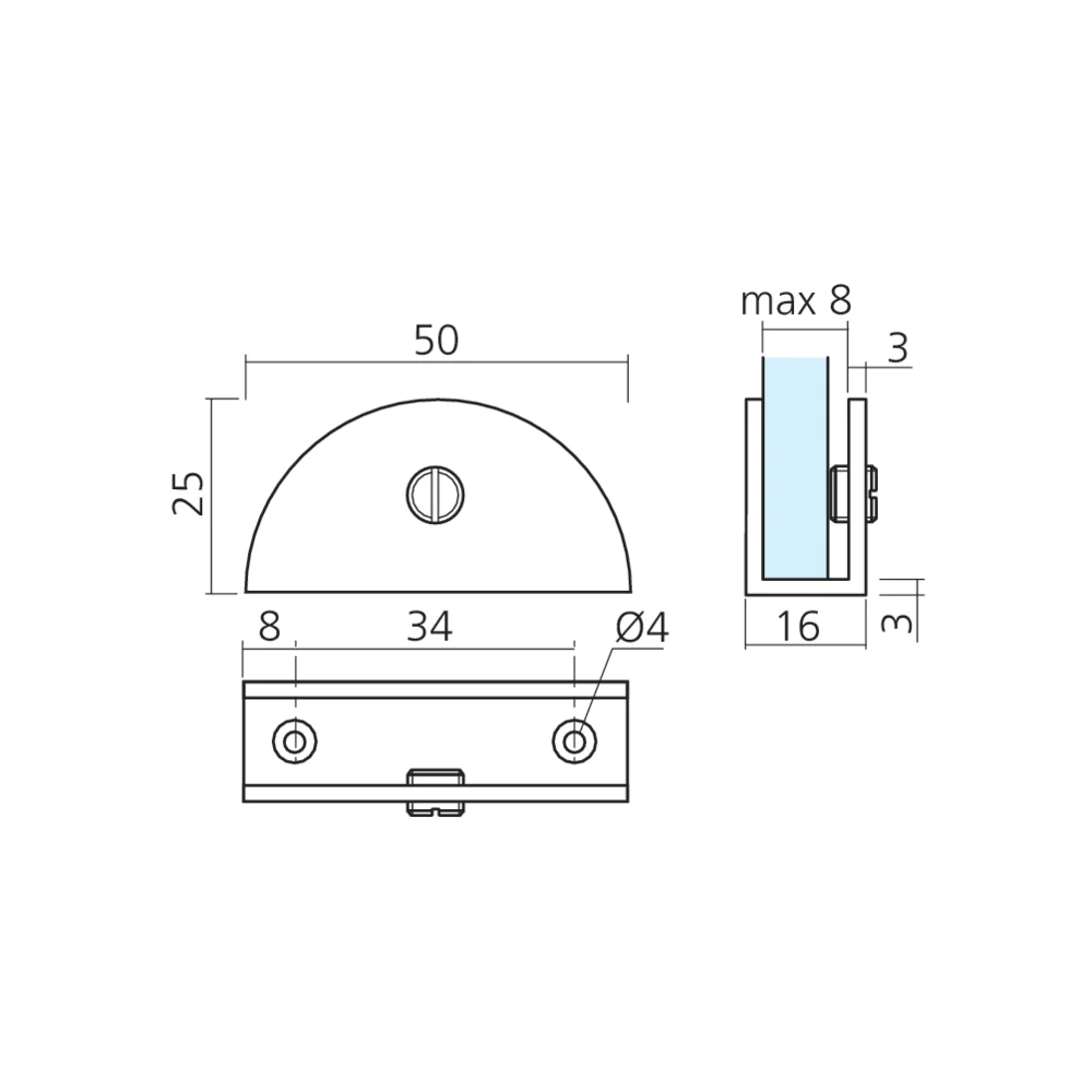 Pince demi-lune pour verre