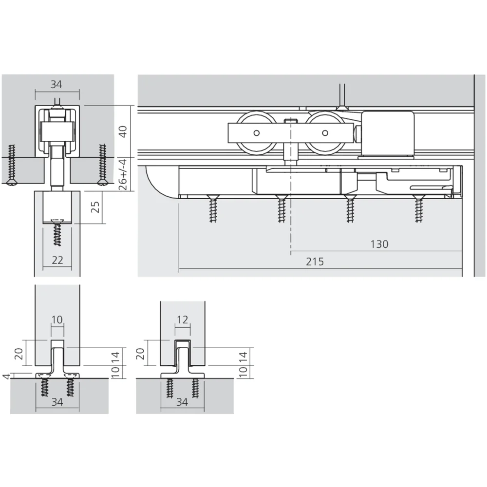 Garniture 1 porte Junior 80/B (mod.) vis longue
