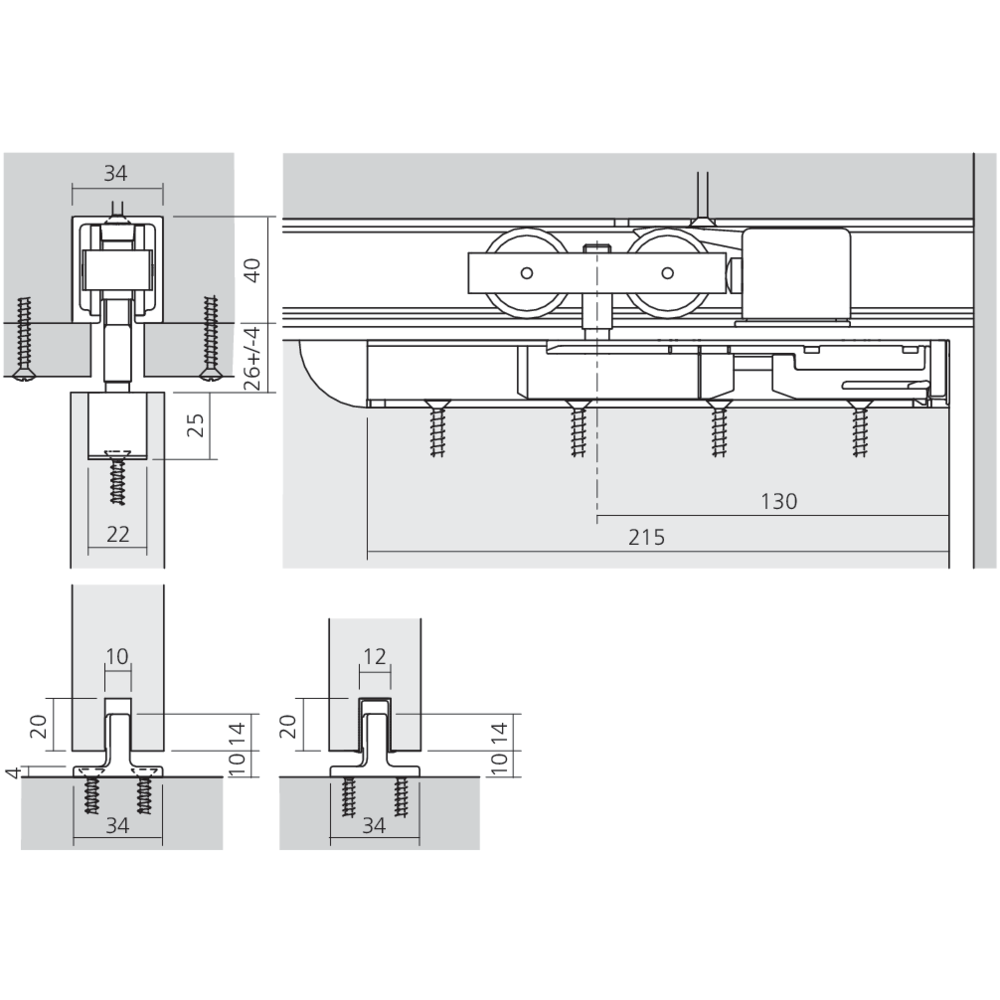 Garniture 1 porte Junior 80/B (mod.) vis longue