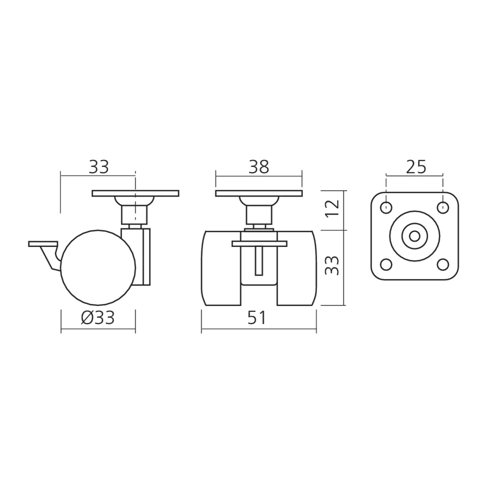Roulette double galet à frein CASTOR