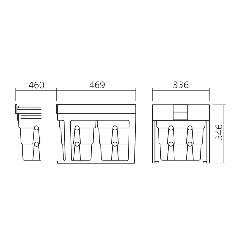 Poubelle coulissante 2 bacs