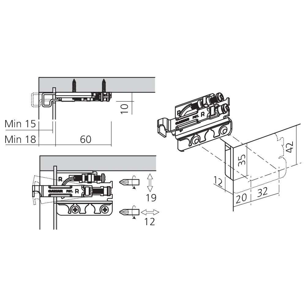 Attache élément à visser
