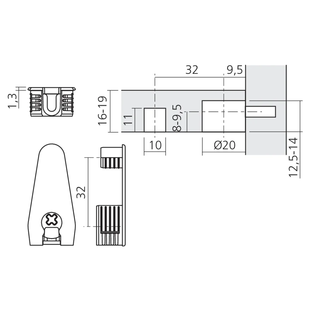 Boîtier excentrique EXPANDO Ø20 + 10 mm