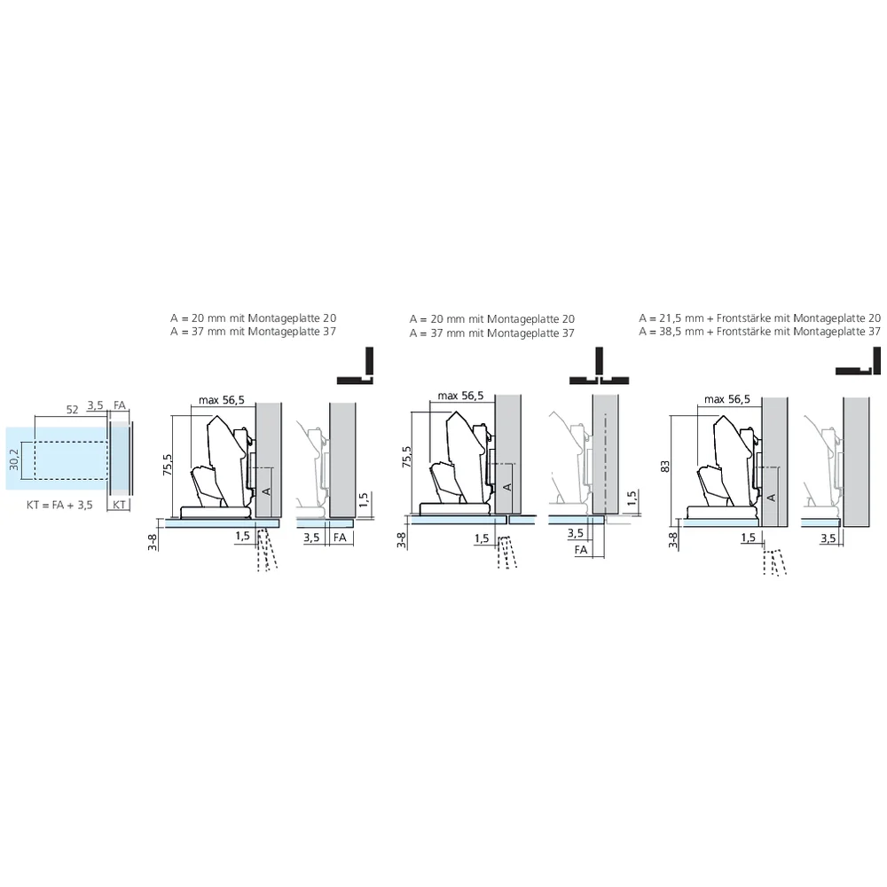 Charnière CLIP top BLUMOTION CRISTALLO