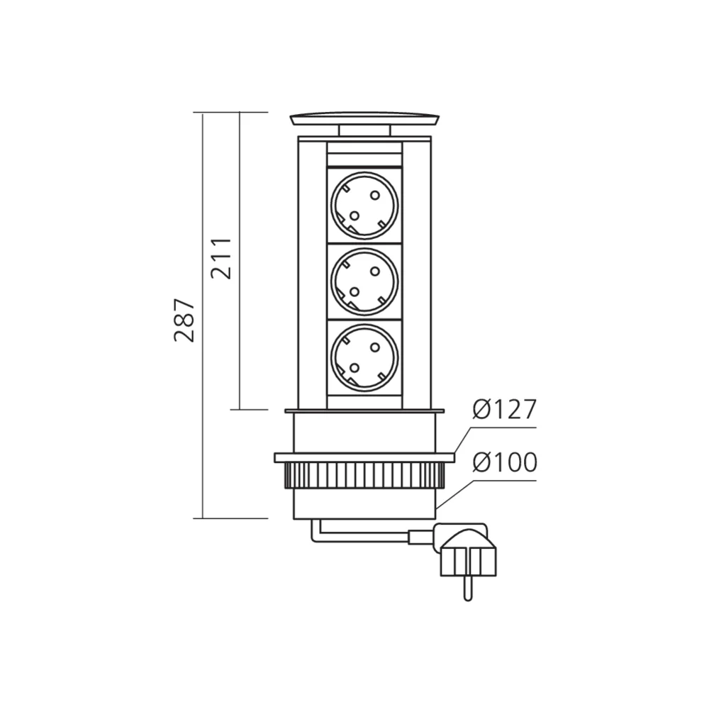 Bloc prises encastrable diamètre 100