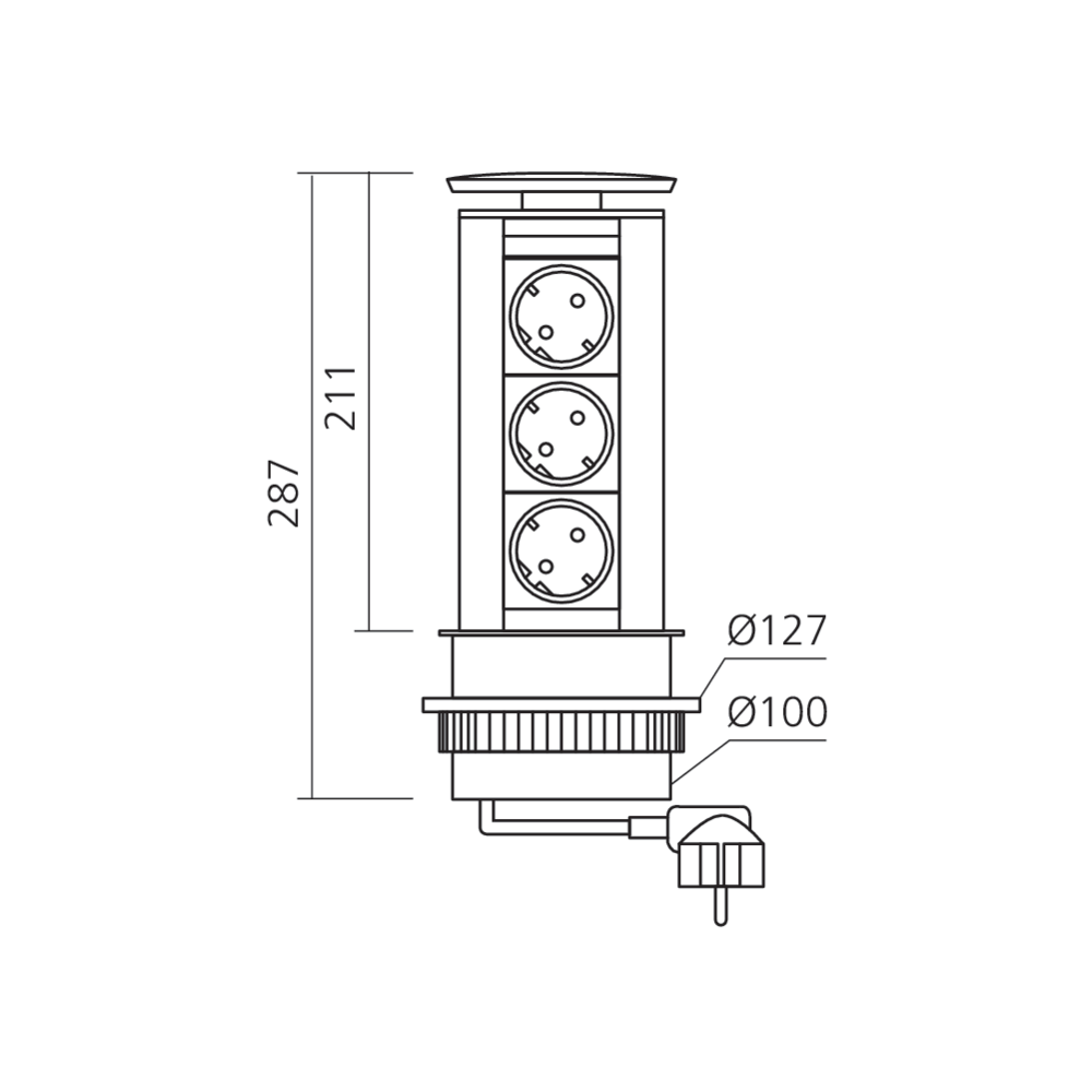 Bloc prises encastrable diamètre 100
