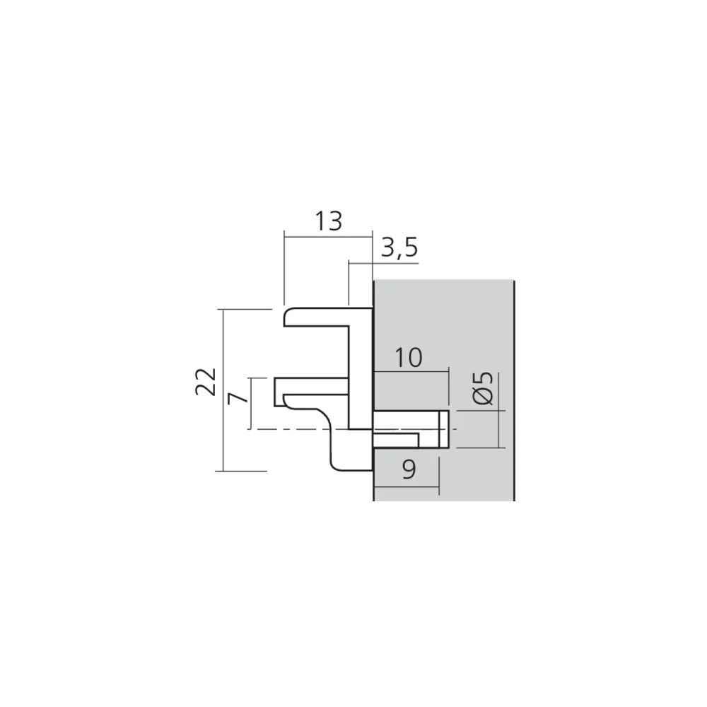 Taquet support de glace Ø5 mm