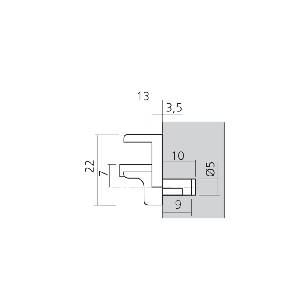Taquet support de glace Ø5 mm