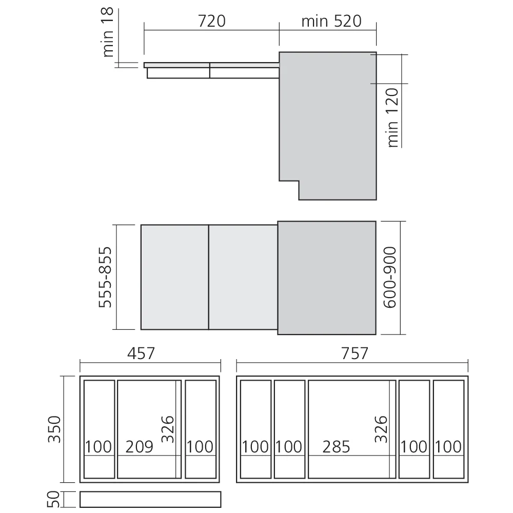 Ferrure de plan de travail à encastrer COOK