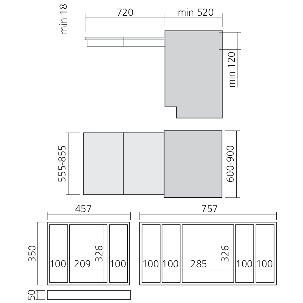 Ferrure de plan de travail à encastrer COOK