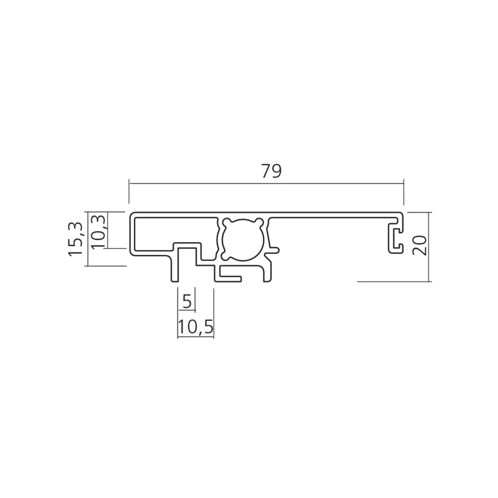 Profil poignée large porte PS48