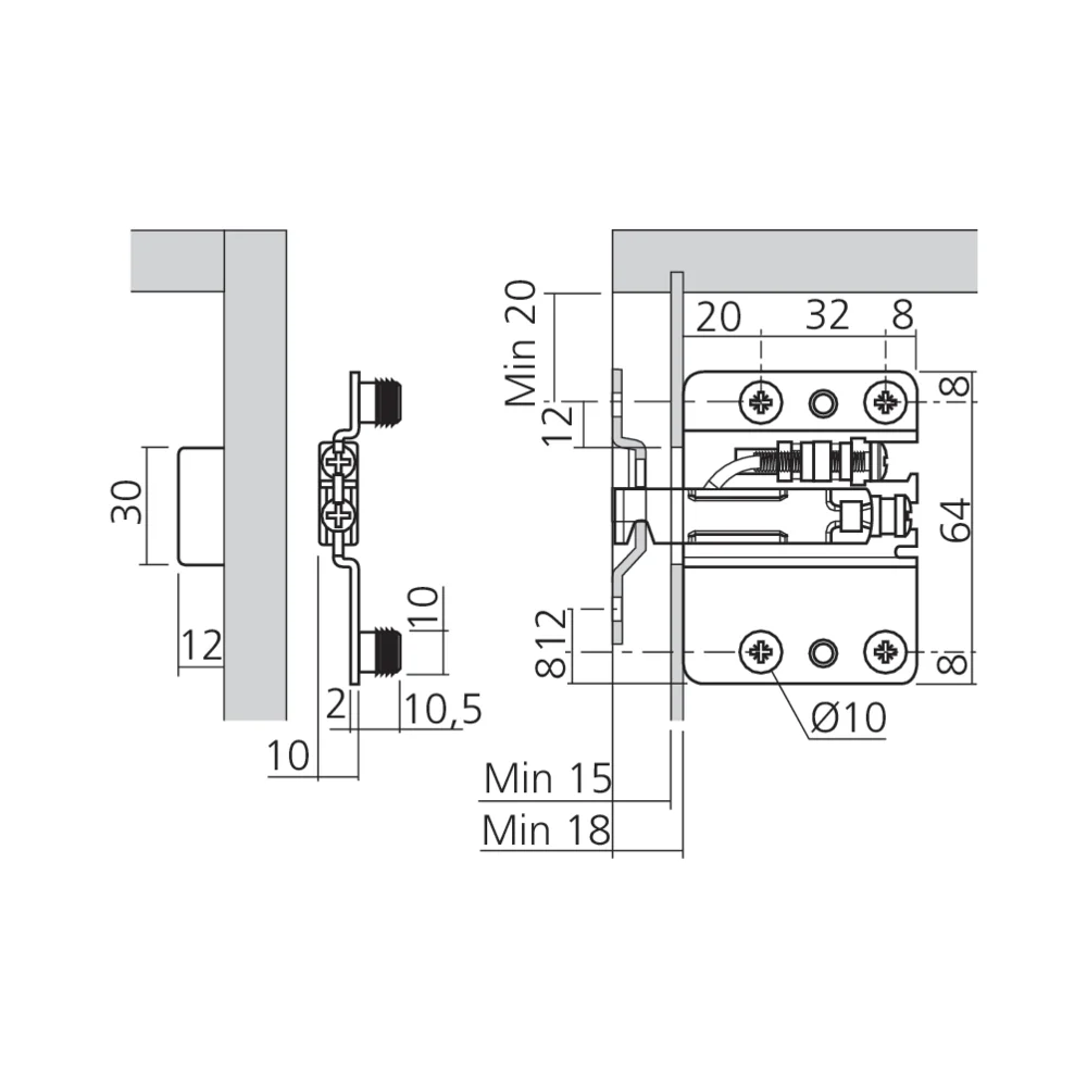Attache élément pour meuble bas