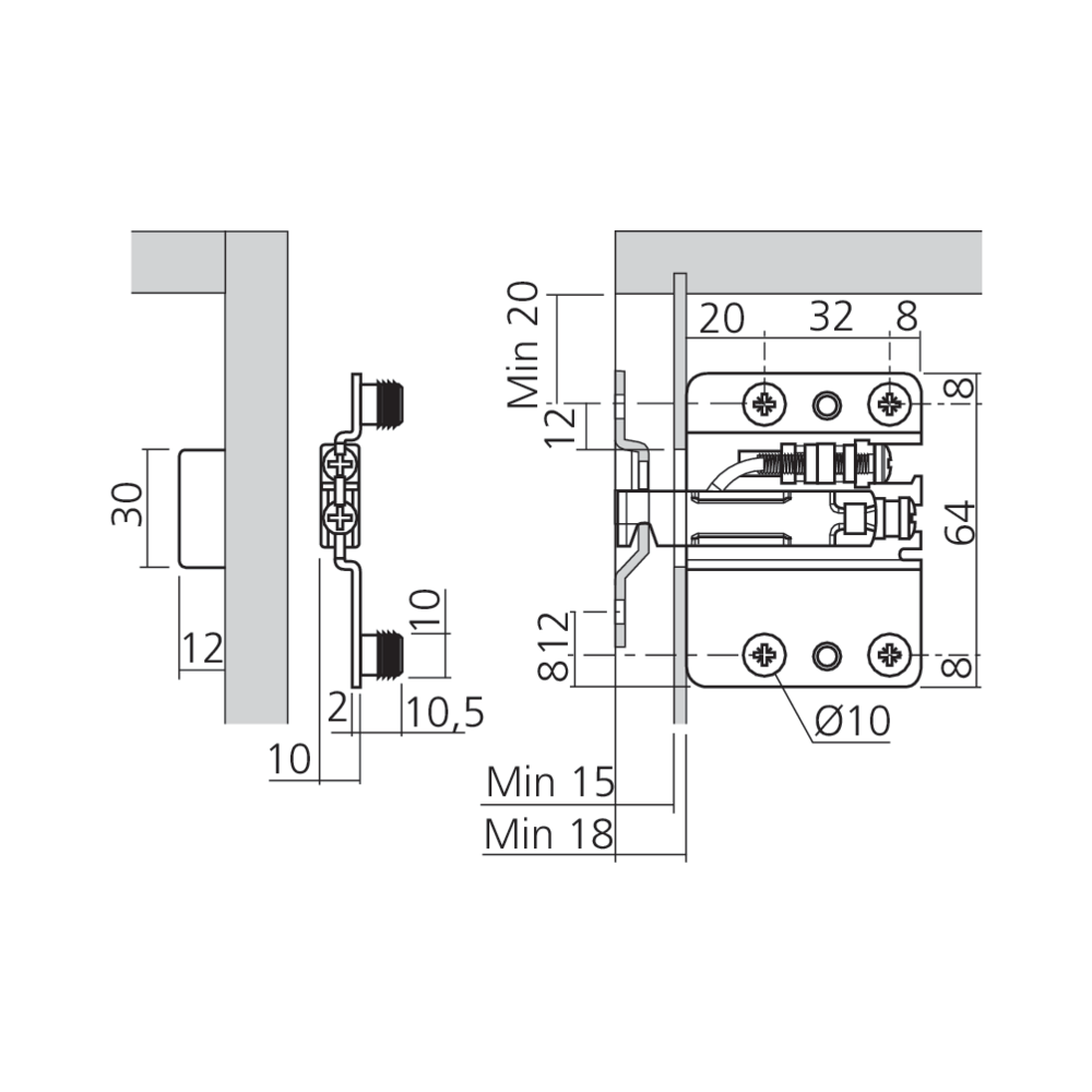 Attache élément pour meuble bas