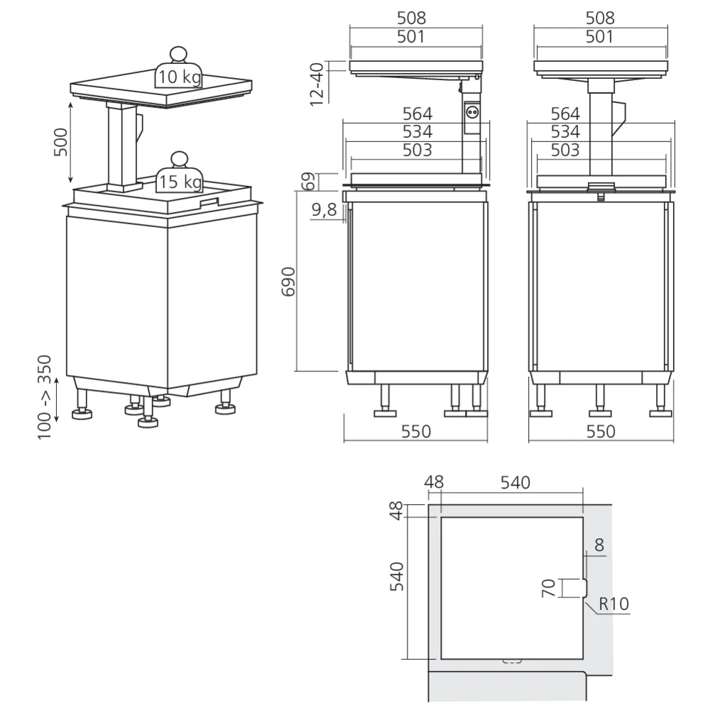 Ensemble d'angle motorisé QANTO PULL-OUT affleurant