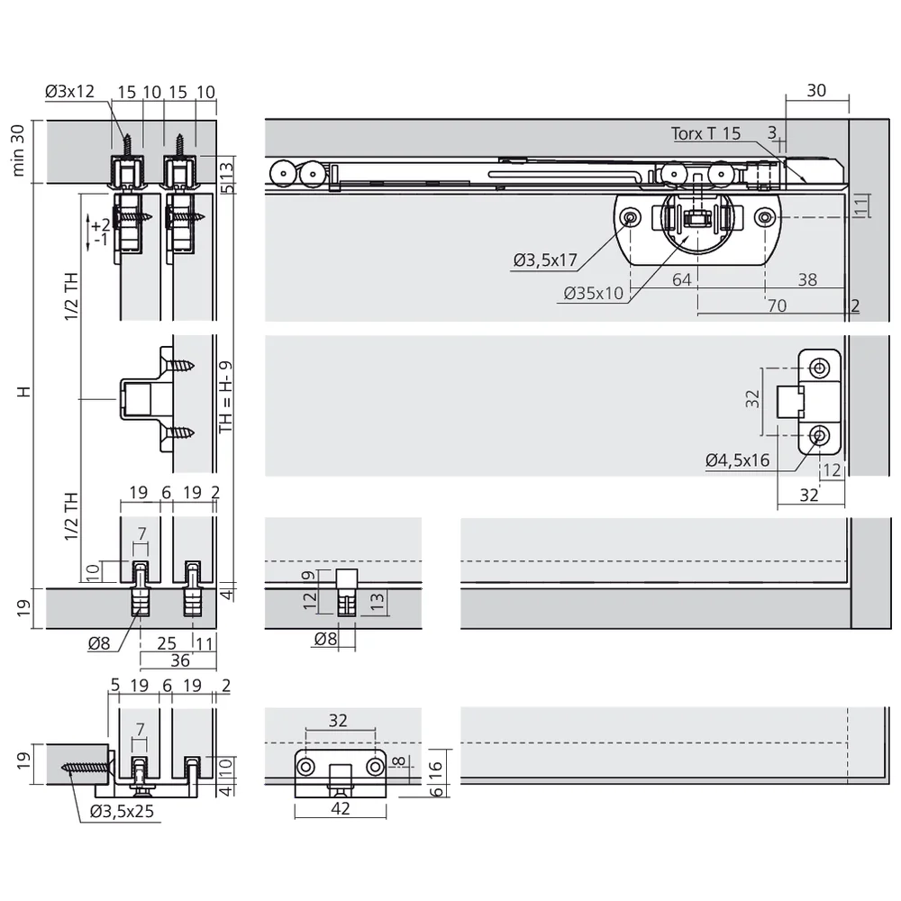 Garniture 2 portes Clipo 16