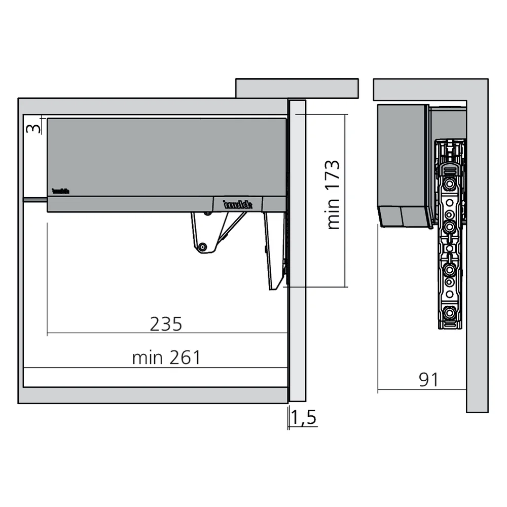 Réservoirs de force SERVO-DRIVE AVENTOS HK top fixation à visser