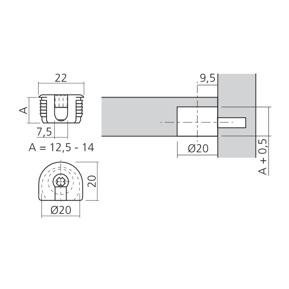 Boîtier excentrique DÉFIX Ø20 mm