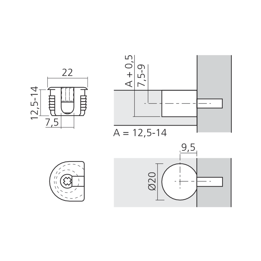 Boîtier excentrique DÉFIX Ø20 mm