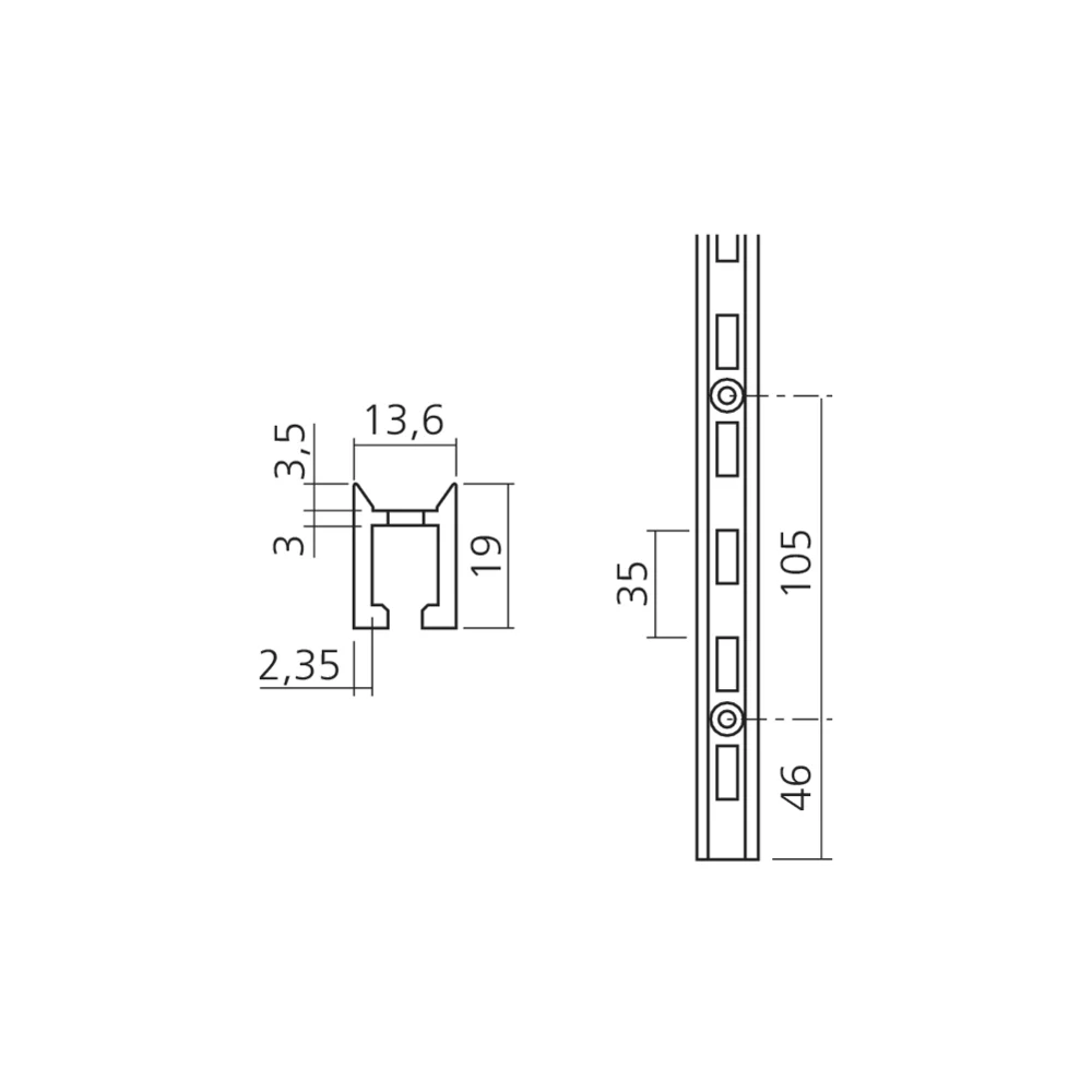 Crémaillère au pas de 35