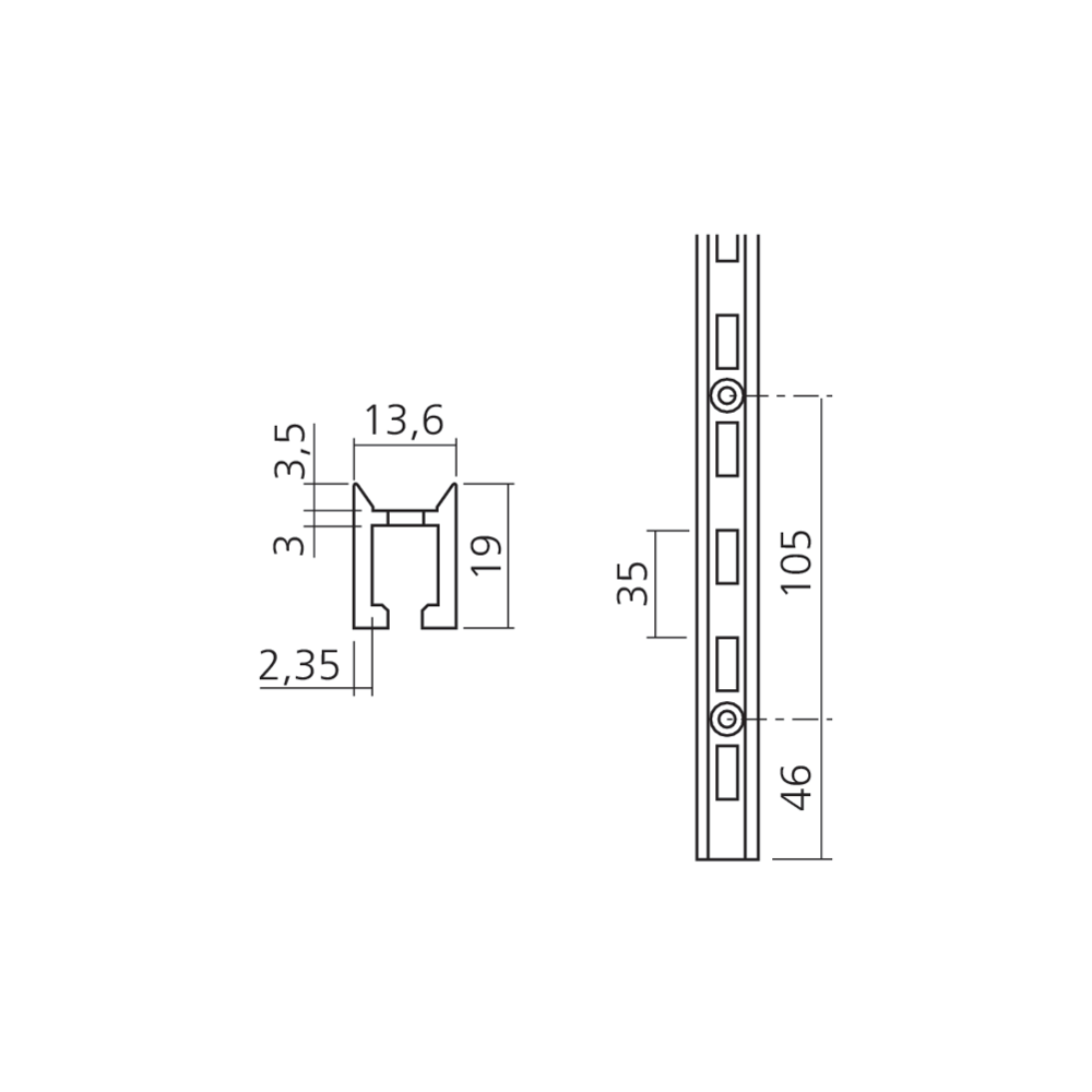 Crémaillère au pas de 35