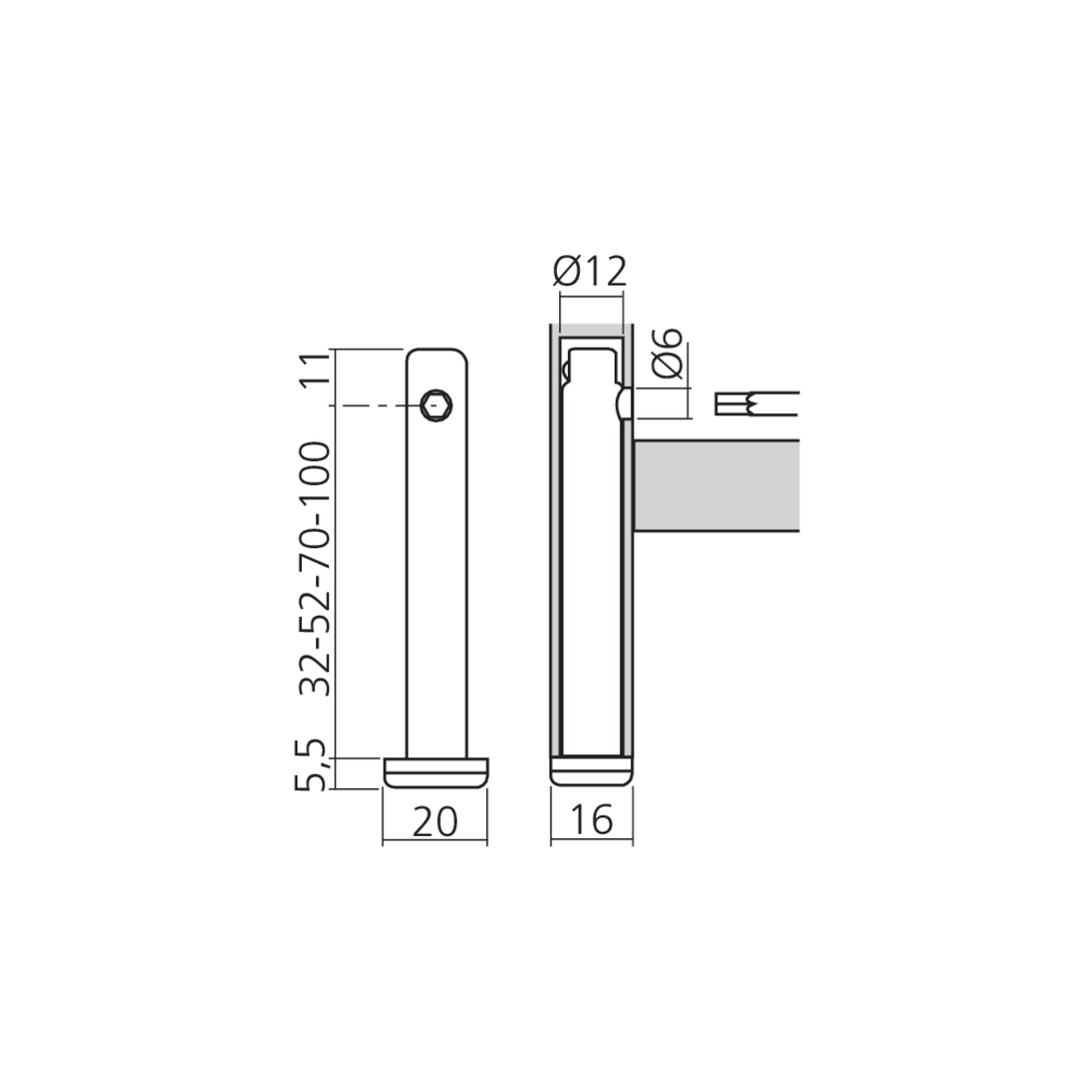 Vérin réglable Ø12 mm