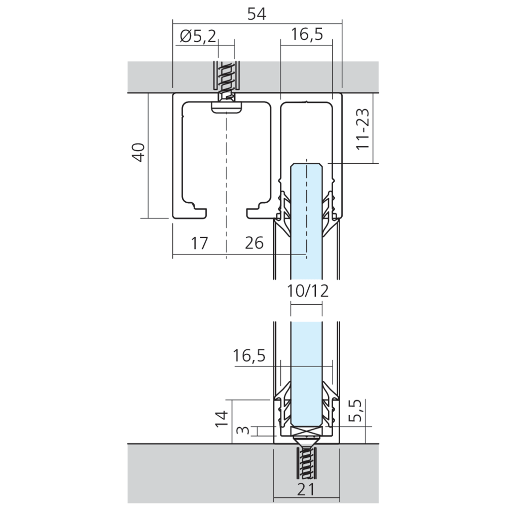 Rail avec glace fixe Junior 80