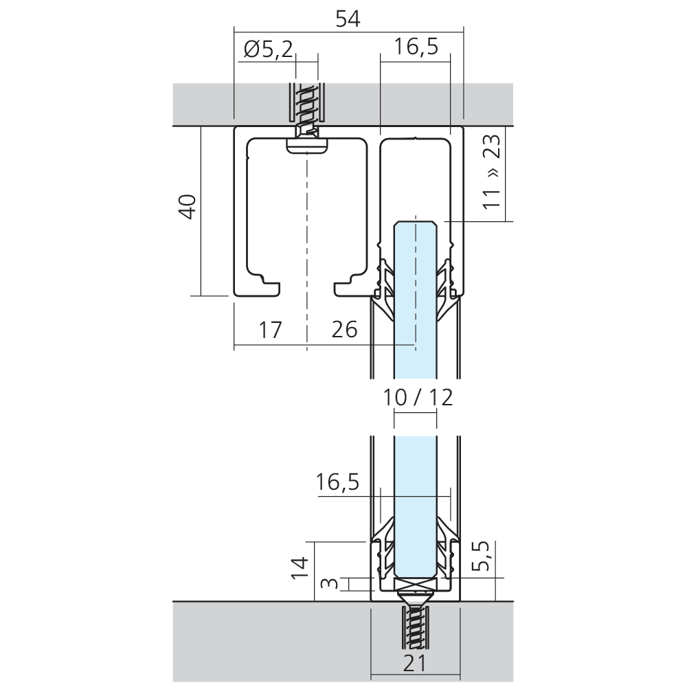 Rail avec glace fixe Junior 80