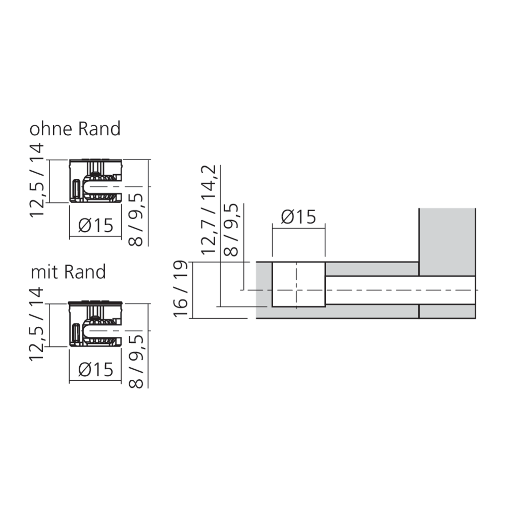 Boîtier excentrique MINI Ø15 mm